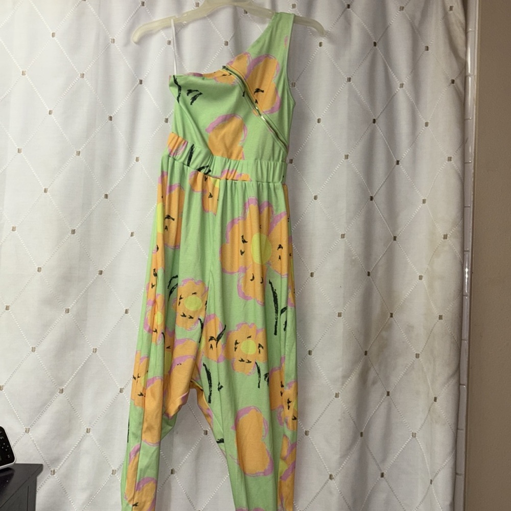 SHEIN X Green & Floral, One-Shoulder Jumpsuit-NWT